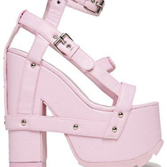 YRU Pink Nightcall Platform Sandal Heels - Picture 2 of 2